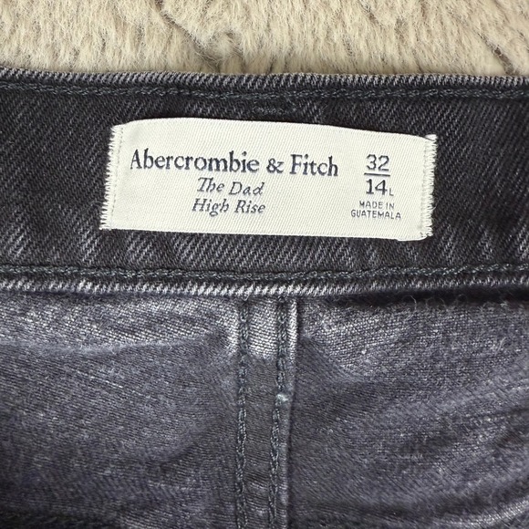 Abercrombie & Fitch The Dad High Rise Black Wash Denim Jeans Size 32 14L - Picture 5 of 10